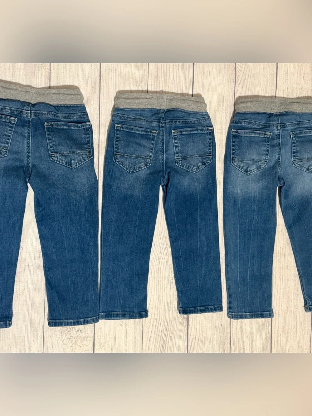 EUC Cat & Jack Denim Jeans with Grey Knit Waistband Size 3T - Picture 2 of 2